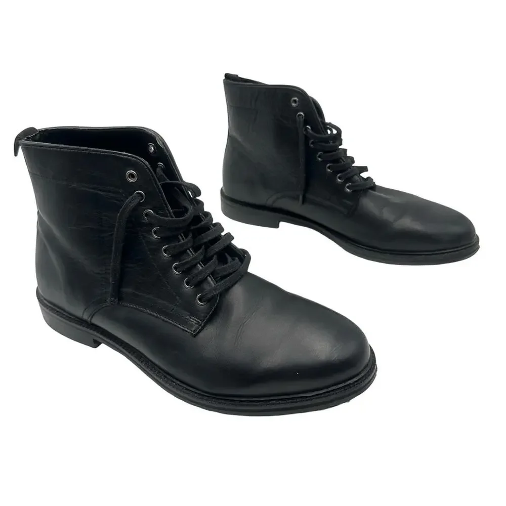 WALK LONDON - Men's Black Leather Lace Up Boots size 10 UK = US11